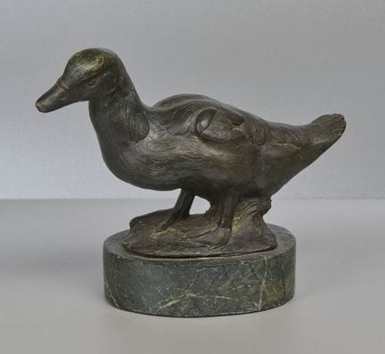 Scultura in bronzo raffigurante un'anatra, XIX sec