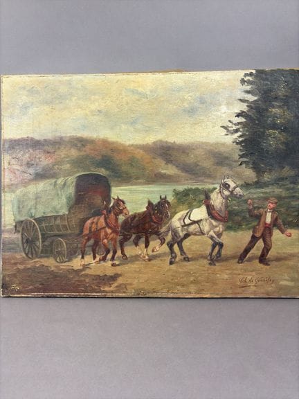 DE GUENIFEY (XXe siècle)
La carriole 
Huile sur to