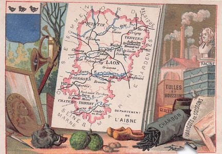 56 CHROMOS LES DÉPARTEMENTS : Fond Or. "02, 03, 08