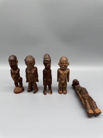 ENSEMBLE DE 5 STATUETTES LOBI, COTE-D'IVOIRE, BURK
