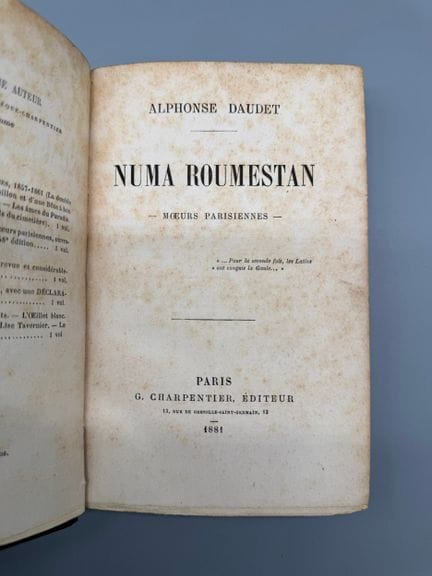 DAUDET, Alphonse (1840-1897) - Numa Roumestan: Cos