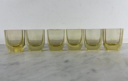 Val Saint-Lambert（署名） - 六只琥珀色直筒水晶杯套装 - 比利时，约 1930 