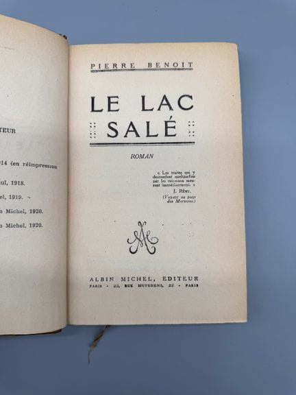 皮埃尔·贝诺瓦（1886-1962）——《盐湖》，1921年——初版
皮埃尔·贝诺瓦，《盐湖》，小说
