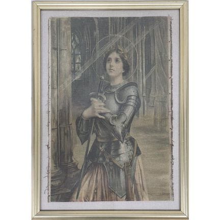 Antique Painting, Oil on Canvas "Joan of Arc" Afte