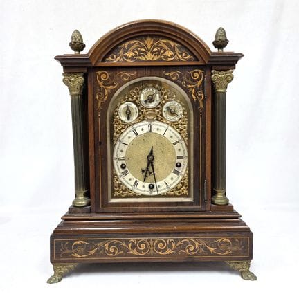 Very Fine & Ornate Antique Bronze & Marquetry Wood