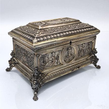 Antique Russian Silver Ornate Sugar Box w/ Lock. F