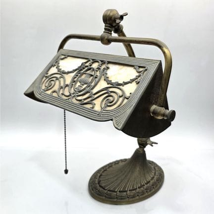 Antique Brass & Slag Glass Desk Lamp c.1920's. 
Co