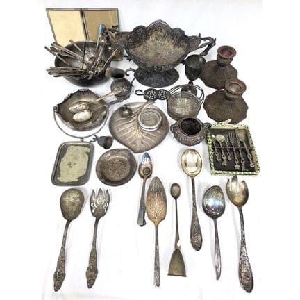 Very Large Group Lot of Antique Silver-Plated Item