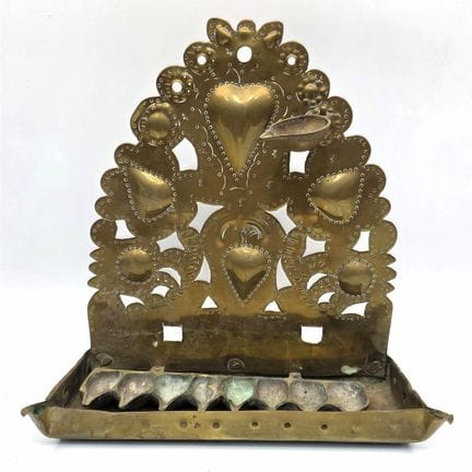 Judaica Antique Dutch Brass Hanukkah Menorah Oil L
