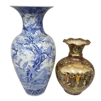 Lot of 2 Large Japanese Porcelain Vases Including 