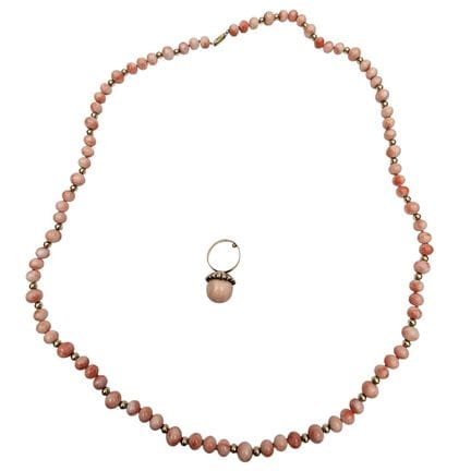 14K Gold & Coral Ring & Beaded Necklace. Please No