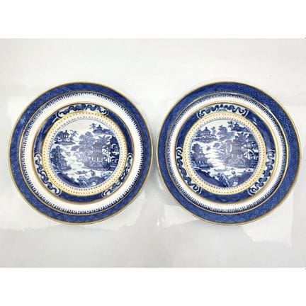 Chinese Pair of Blue & White Porcelain Large Plate