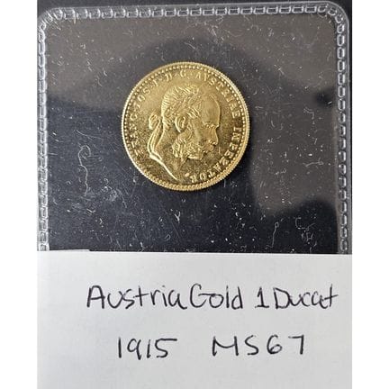 Austrian Gold Coin 1 Ducat Circa 1915 with Approxi