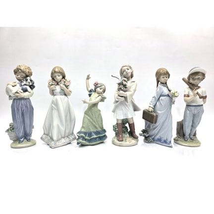 Lladro Lot of 6 Vintage Porcelain Figures.  All Fu