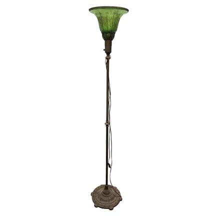 Antique Floor Lamp w/ Uranium Glass Shade c. Early