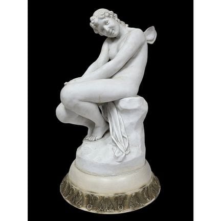 Antique French Parian Large Figure a Seated Nymph 