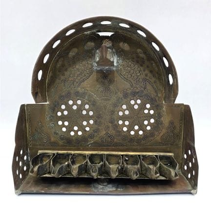 Judaica Antique Moroccan Brass Hanukkah Menorah w/