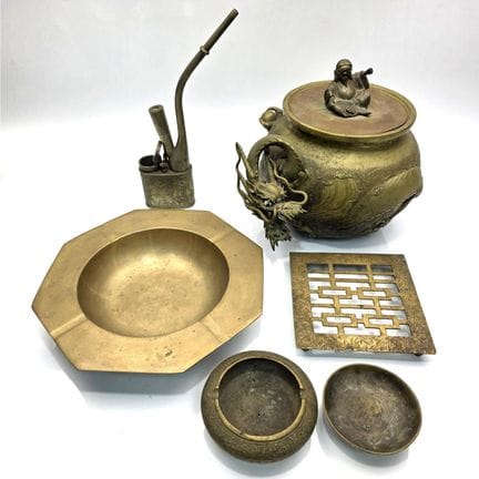 Lot of 6 Antique Chinese Bronze Items Including a 