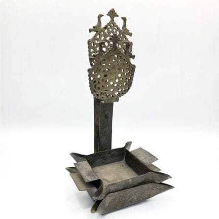Judaica Moroccan Antique Brass Shabbat Candle Lamp