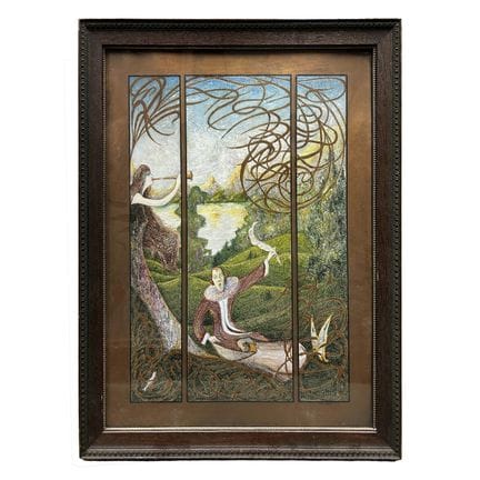Antique Art Nouveau Style Signed Drawing Likely Pa
