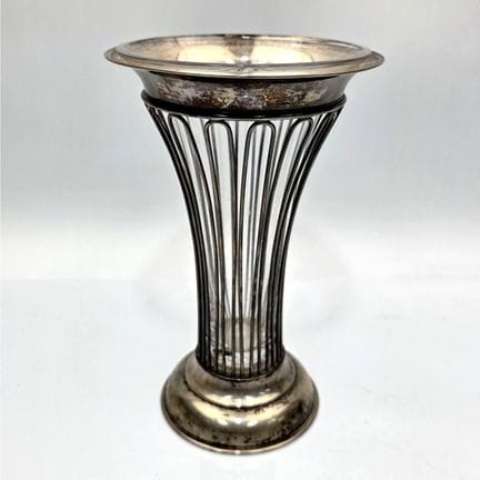 Antique Sterling Silver Openwork Vase w/ Original 
