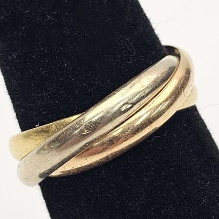 Vintage 18K Gold Tricolor Trinity Ring in The Styl