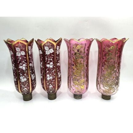 Lot of 4 Antique Persian-Style Bohemian Cranberry 