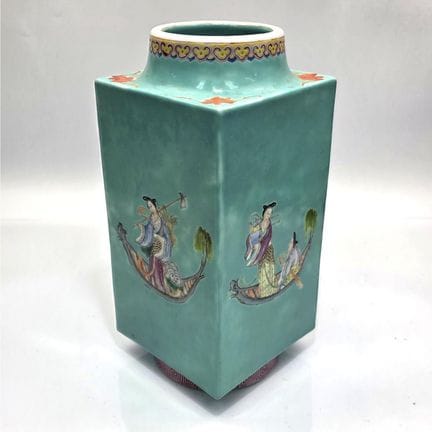 Unusual Chinese19th C. Famille Rose Turquoise Grou