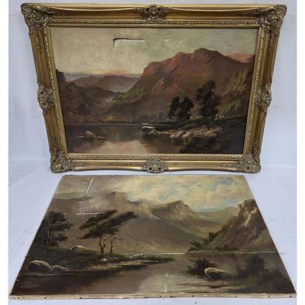 杰克·M·达克（20世纪早期），一套两幅古董油画（布面油画）《户外风景》。两幅均在左下角签名。其中一