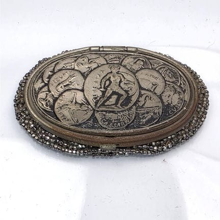 Vintage Beaded Coin Purse Embossed w/ Classical Gr
