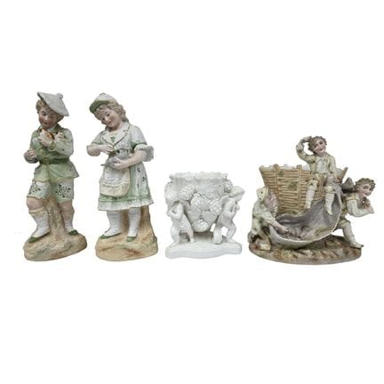 Lot of 4 Continental Porcelain Items Including a W