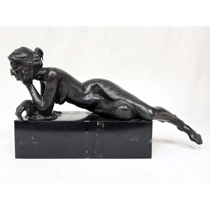 Vintage MCM Large Bronze Figure of a Nude on Origi