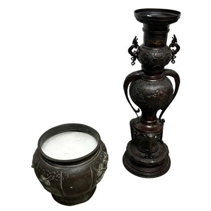 Antique Japanese Meiji Bronze Multi-Tiered Large F