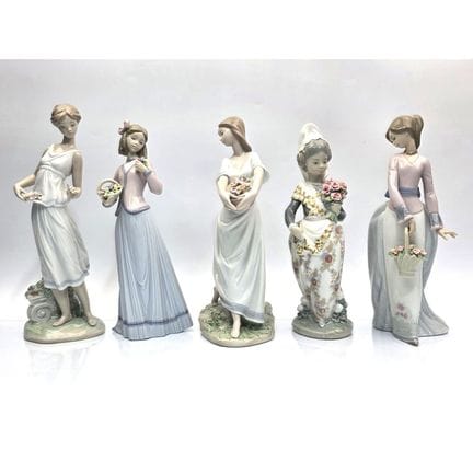 Lladro Lot of 5 Vintage Porcelain Figures All w/ F