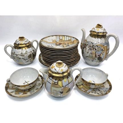 Antique Japanese 21 Piece Signed Satsuma Eggshell 