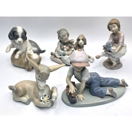 Lladro Lot of 5 Vintage Porcelain Figures.  All Fu
