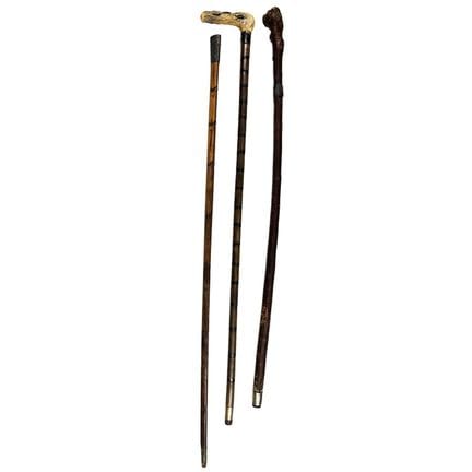 Lot of 3 Antique Silver Mounted Wood Canes. All Fu