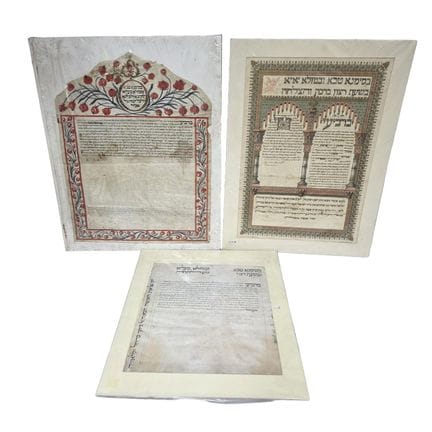 Judaica Lot of 3 Antique Ketubah's. 
Condition: Ge