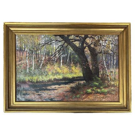 Antique Signed Painting Oil on Canvas "River Lands