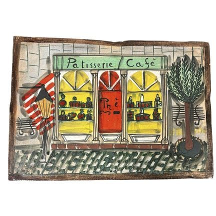 Old Italian Hand Pained Terracotta Plaque "Patisse