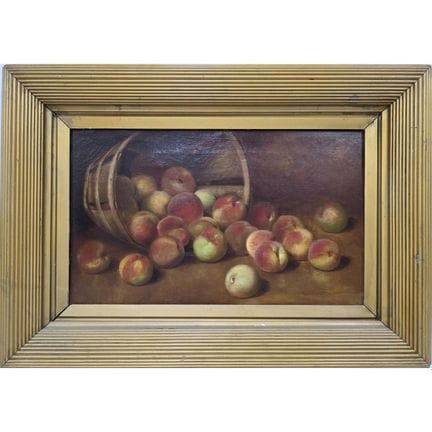 Antique Signed Painting Oil on Canvas "Basket of A