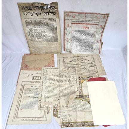 Judaica Lot of 8 Antique Ketubah's From Various Co
