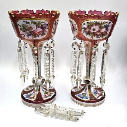 Pair of Antique 19th C. Bohemian Moser-Style Cranb