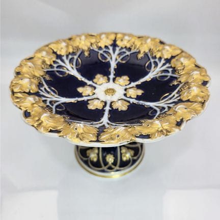 Antique Meissen Blue & Gold Porcelain Footed Cente