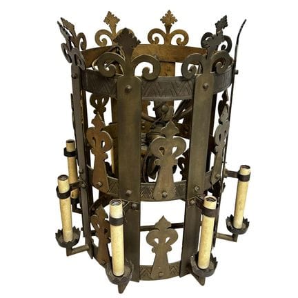 Antique Heavy Bronze Gothic Revival Open Work Hall