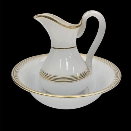 Antique 19th C. Opaline Glass Pitcher & Large Bowl