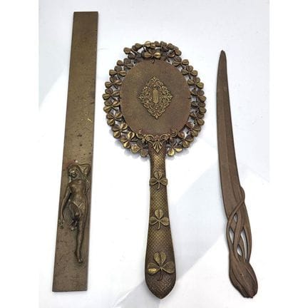 Lot of 3 Vintage Brass Items Including a German Ar