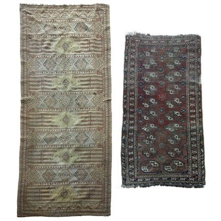Antique Turkish Flat-Weave Kilim Rug Along w/ 1 Ot