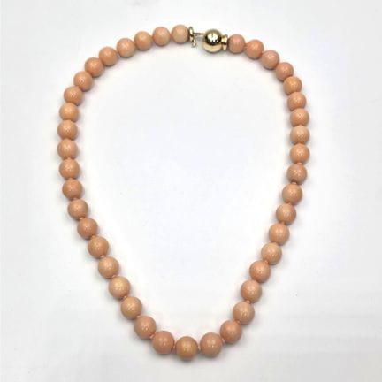Vintage Coral Beaded Necklace w/ 14K Gold Clasp. P