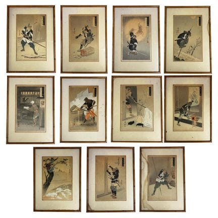 Antique Lot of 11 Japanese Woodblock Prints From O